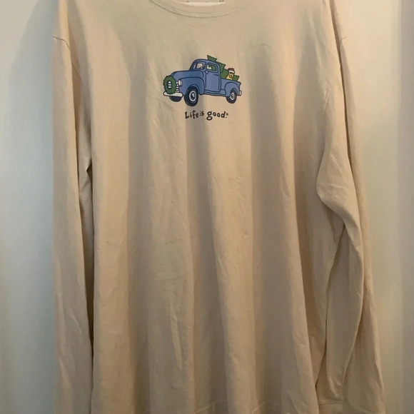 Life is Good long sleeve T-shirt, beige, men’s extra large Rocket Dog,tree.truck - Picture 4 of 6